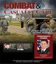 A magazine cover with military personnel and an article about combat and casualty care.